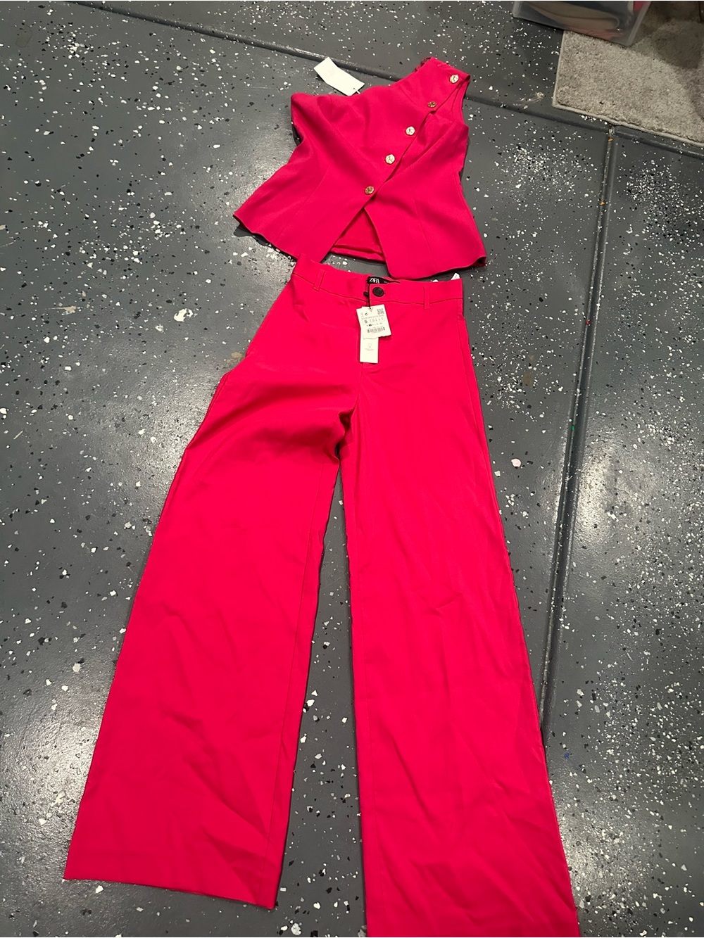 Zara Fuchsia Wide-Leg High-Rise Pants